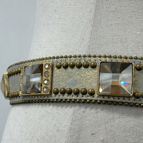 B.B.Simon Swarovski Crystal Gold Western Cowboy Belt - XL - Picture 11 of 16
